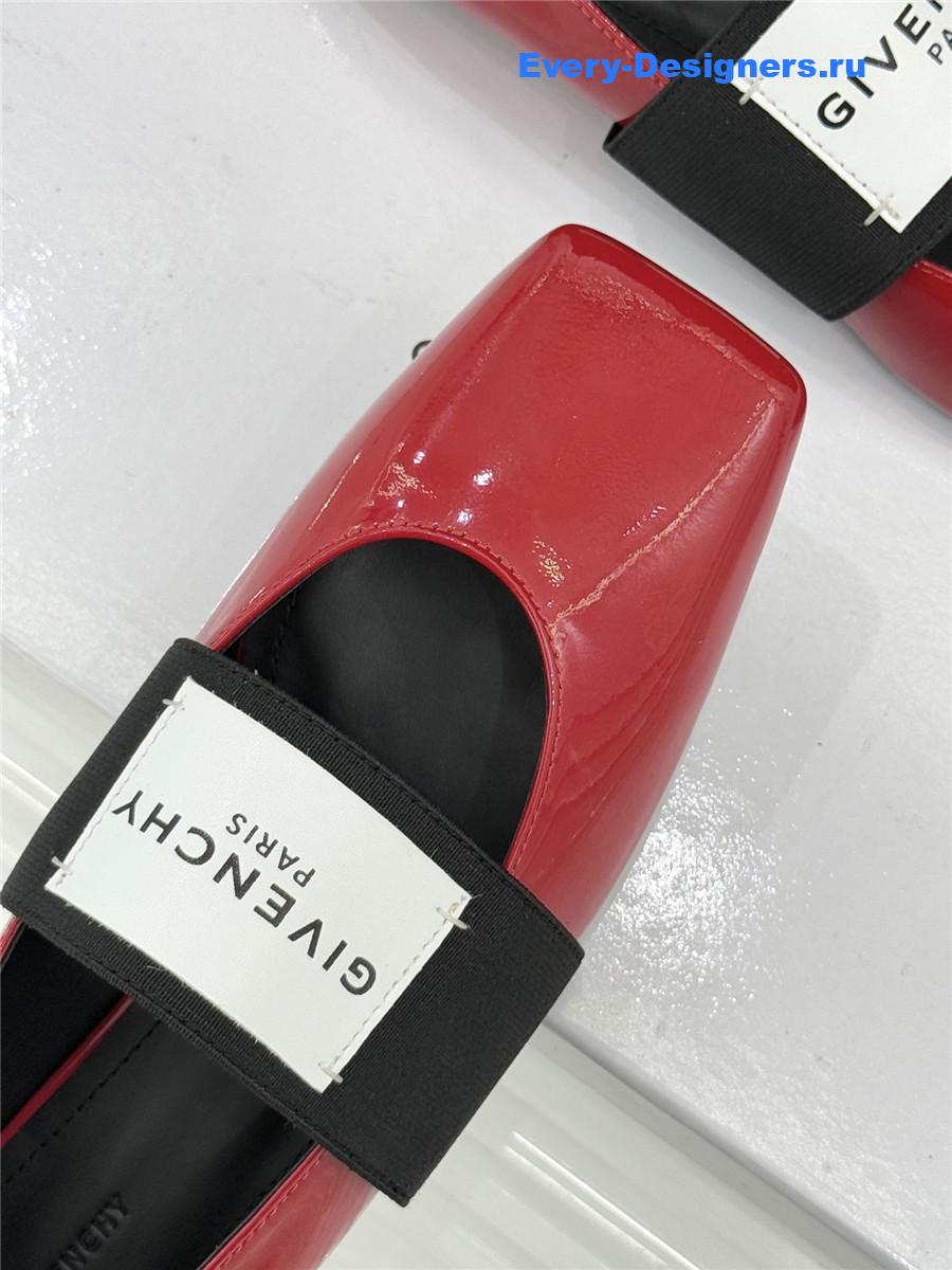 Givenchy Sliced Square Red Patent Leather Ballet Flats