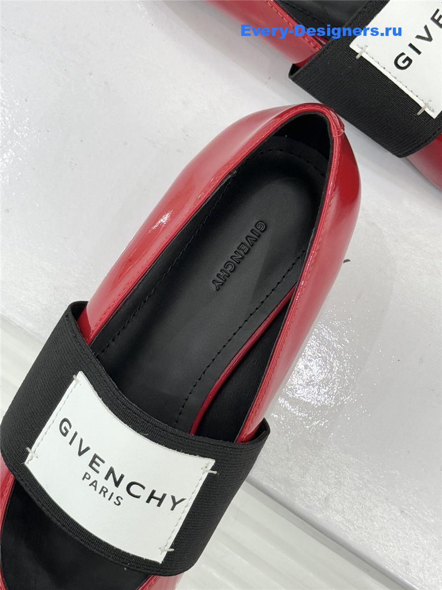 Givenchy Sliced Square Red Patent Leather Ballet Flats
