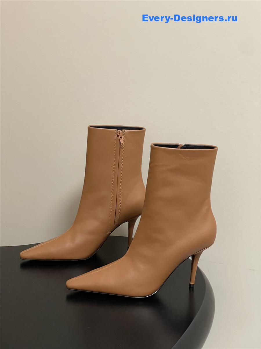 Sa1nt Lau*nt brown zipper pointed-toe ankle boots