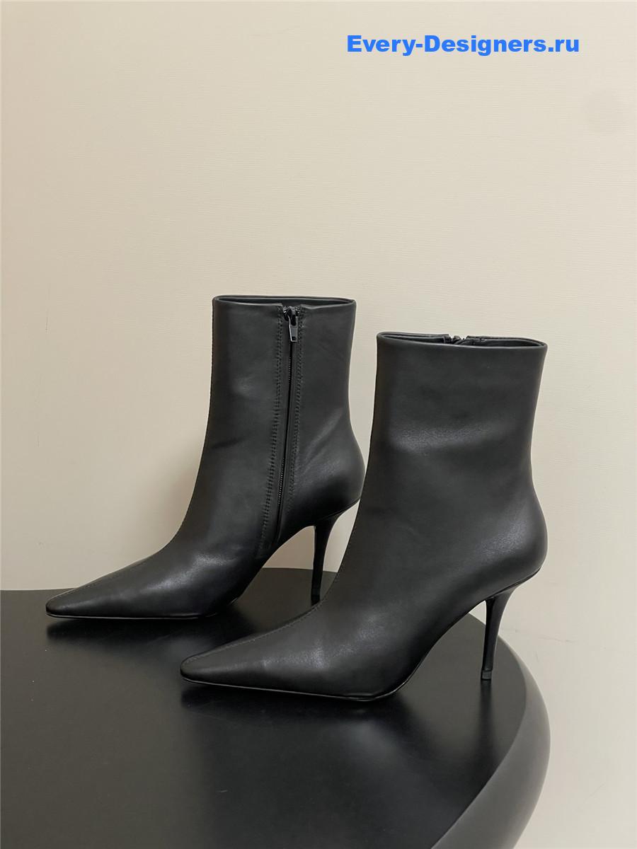 Sa1nt Lau*nt black zipper pointed-toe ankle boots