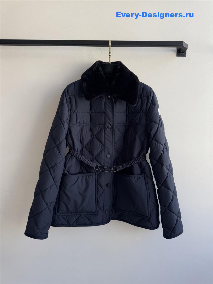 Moncler Navy Cygne Faux Shearling-trimmed Down Jacket