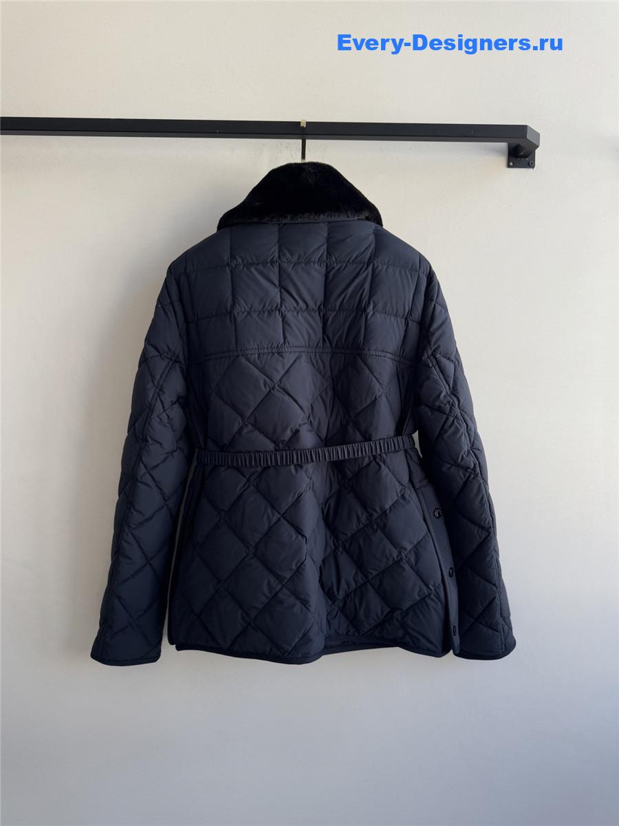 Moncler Navy Cygne Faux Shearling-trimmed Down Jacket