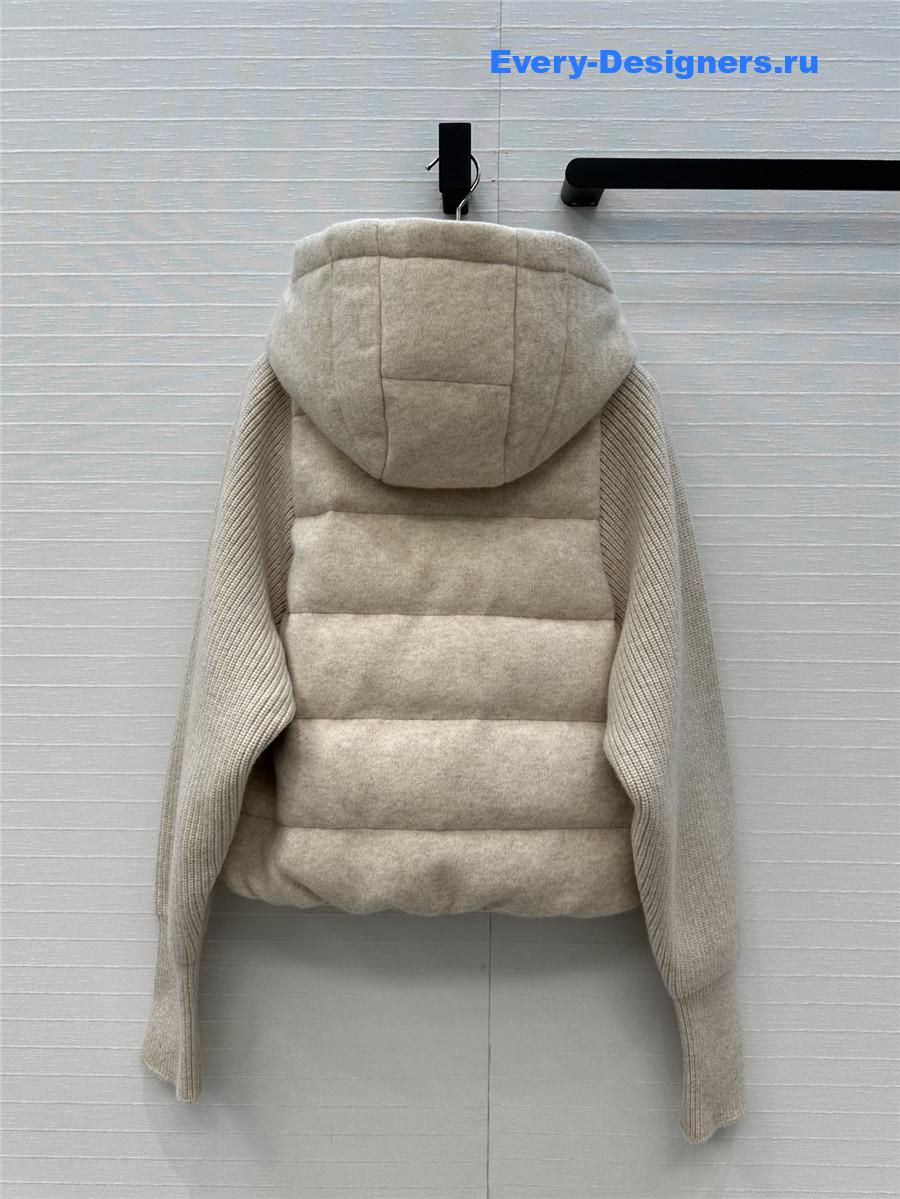 BC Beige Mink Fur Down Hooded Jacket