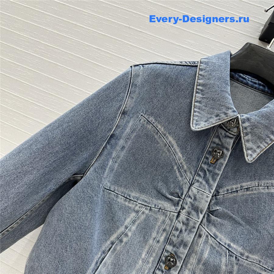 Ch**el coco bow blue denim jacket