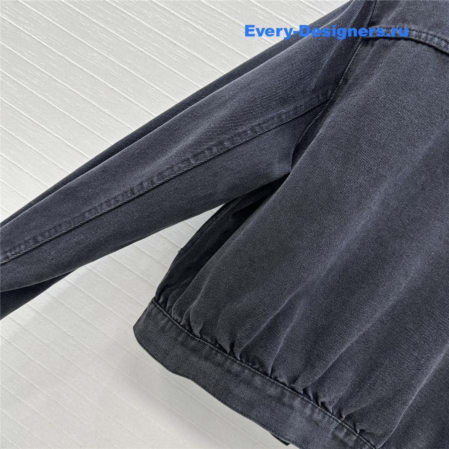 Ch**el coco bow dark gray denim jacket