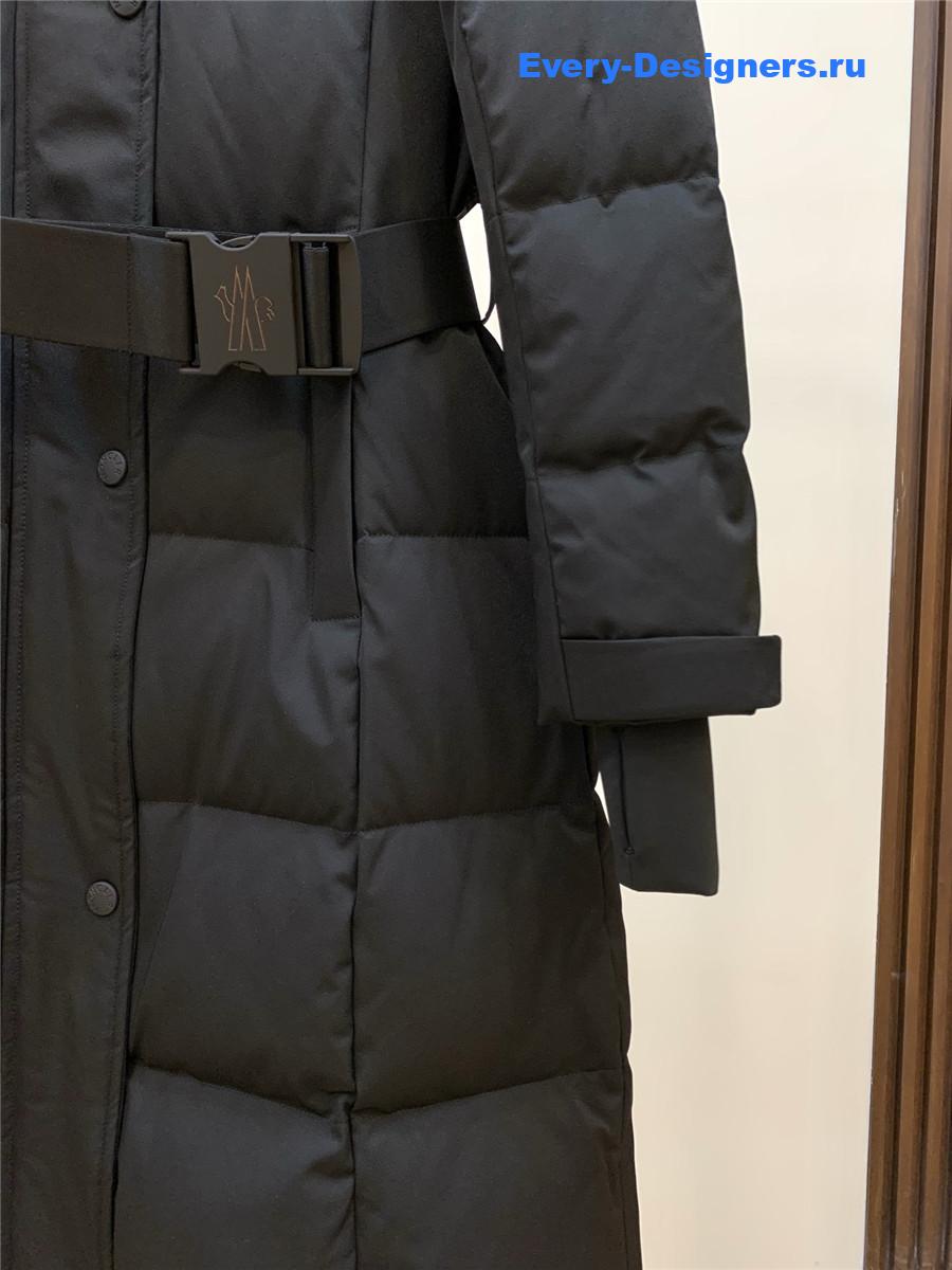 Moncler Black Hooded Belted Puffer Jacket