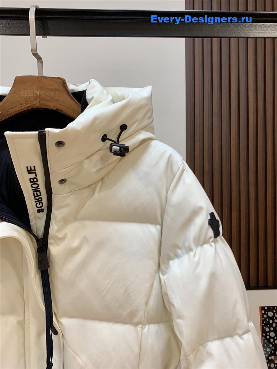 Moncler White Hooded Belted Puffer Jacket