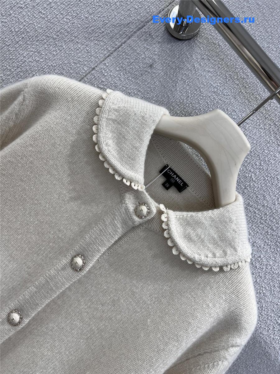 Ch**el white bow knit cardigan