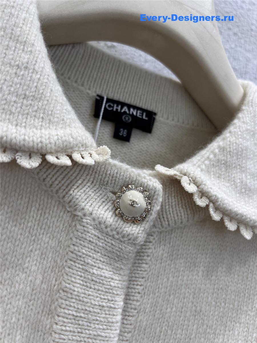 Ch**el white bow knit cardigan