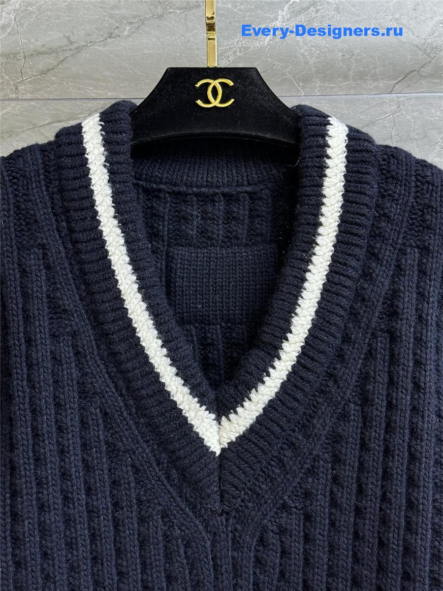Ch**el navy blue v-neck sweater