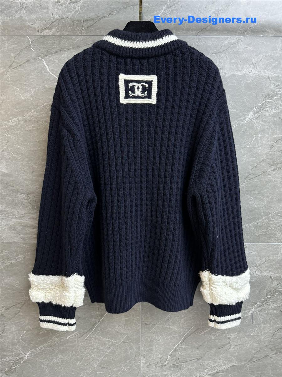 Ch**el navy blue v-neck sweater