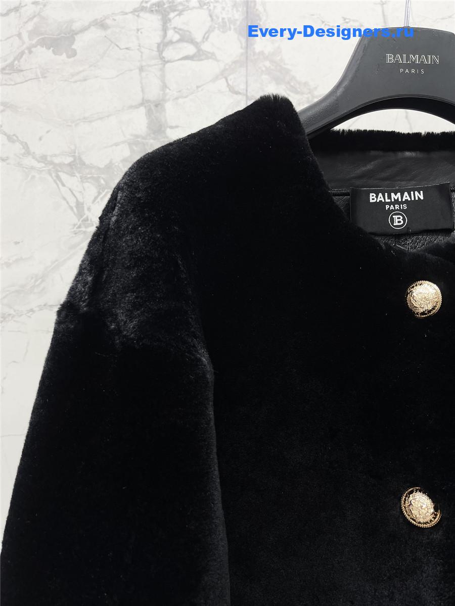 Balmain Black Faux Fur Jacket