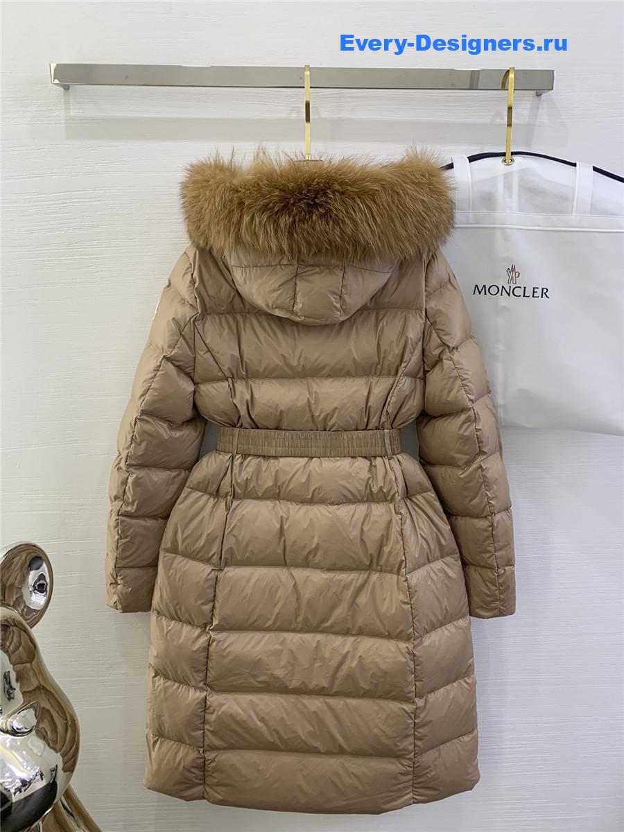 Moncler Beige Boedic Shearling-Trimmed Down Jacket