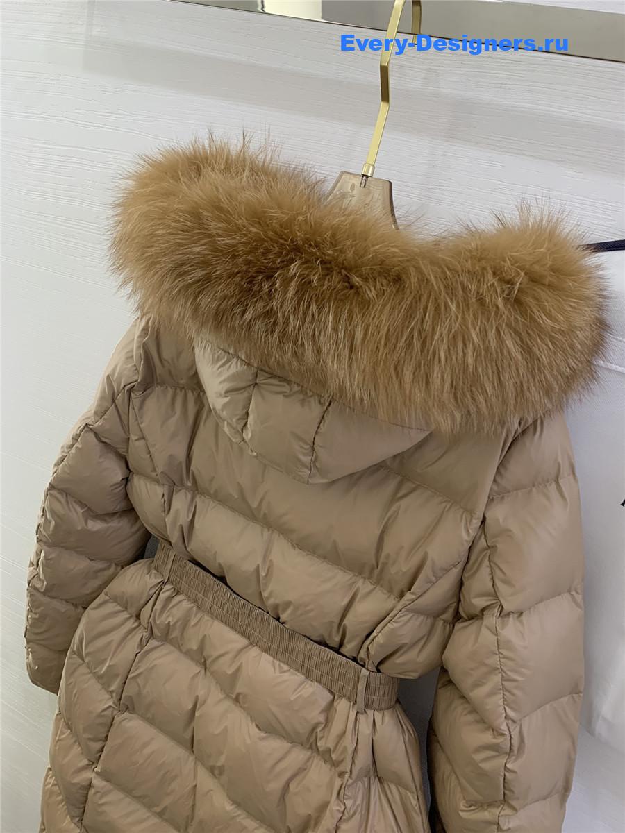 Moncler Beige Boedic Shearling-Trimmed Down Jacket