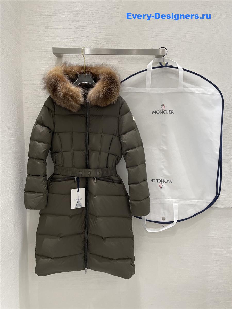 Moncler Green Boedic Shearling-Trimmed Down Jacket