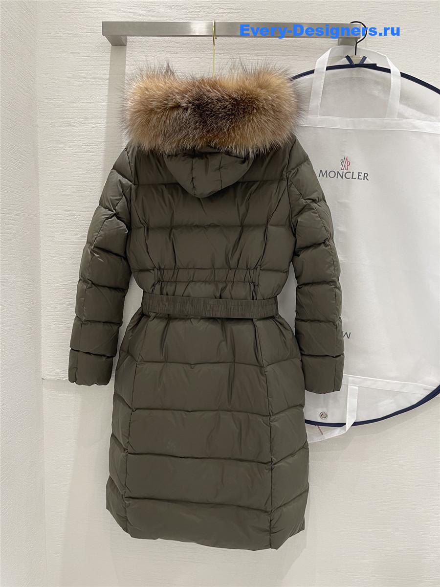 Moncler Green Boedic Shearling-Trimmed Down Jacket