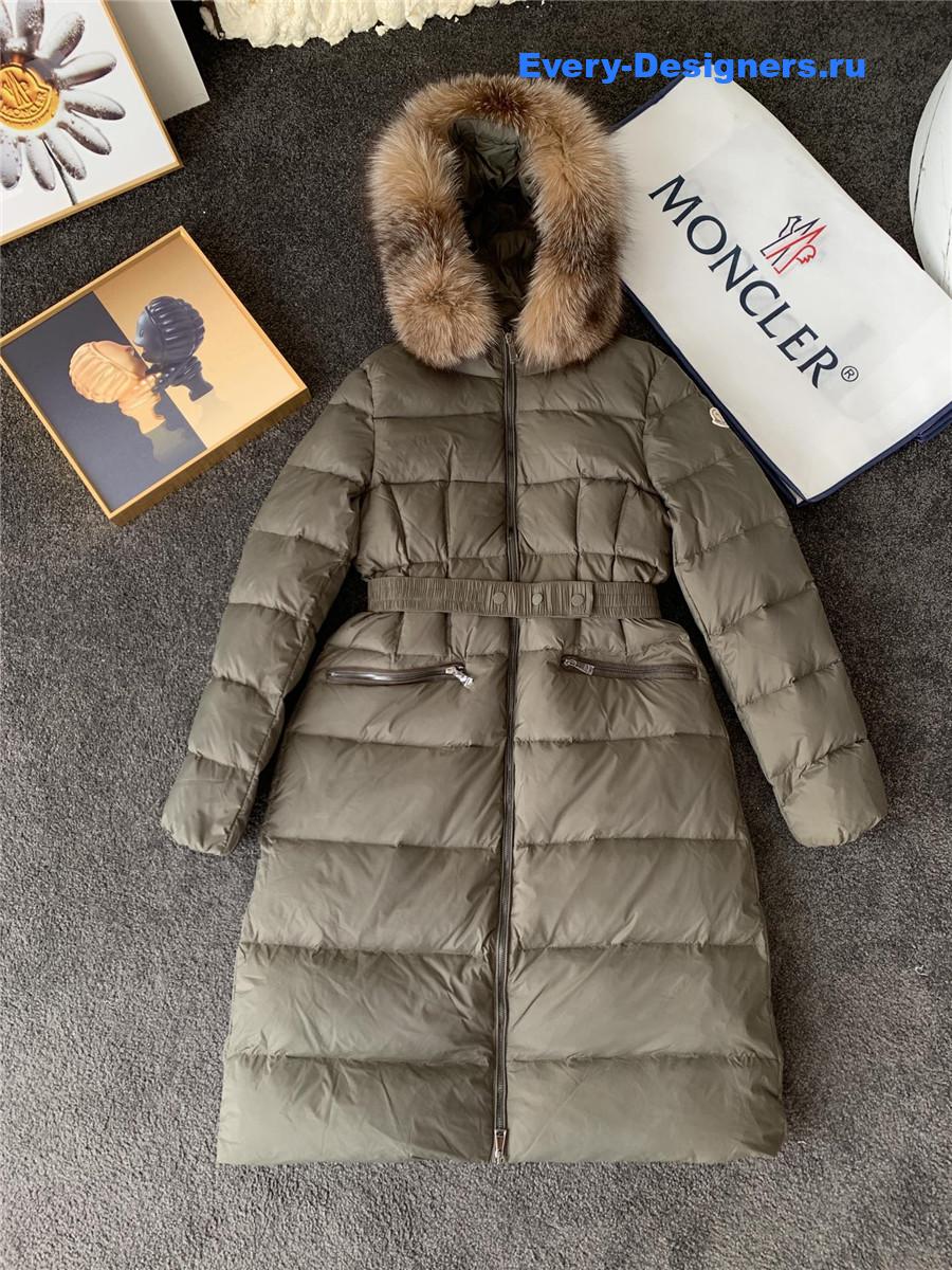 Moncler Green Boedic Shearling-Trimmed Down Jacket