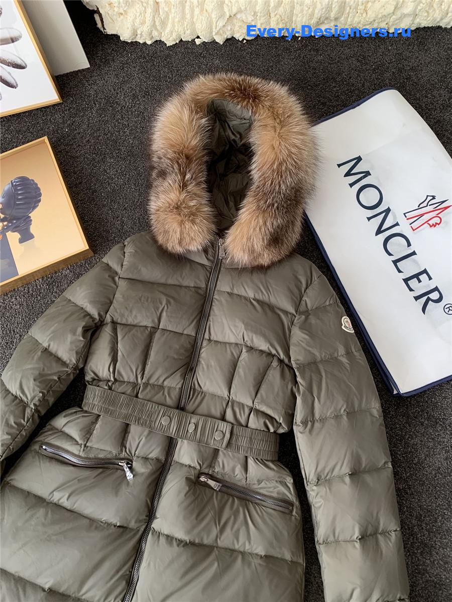 Moncler Green Boedic Shearling-Trimmed Down Jacket