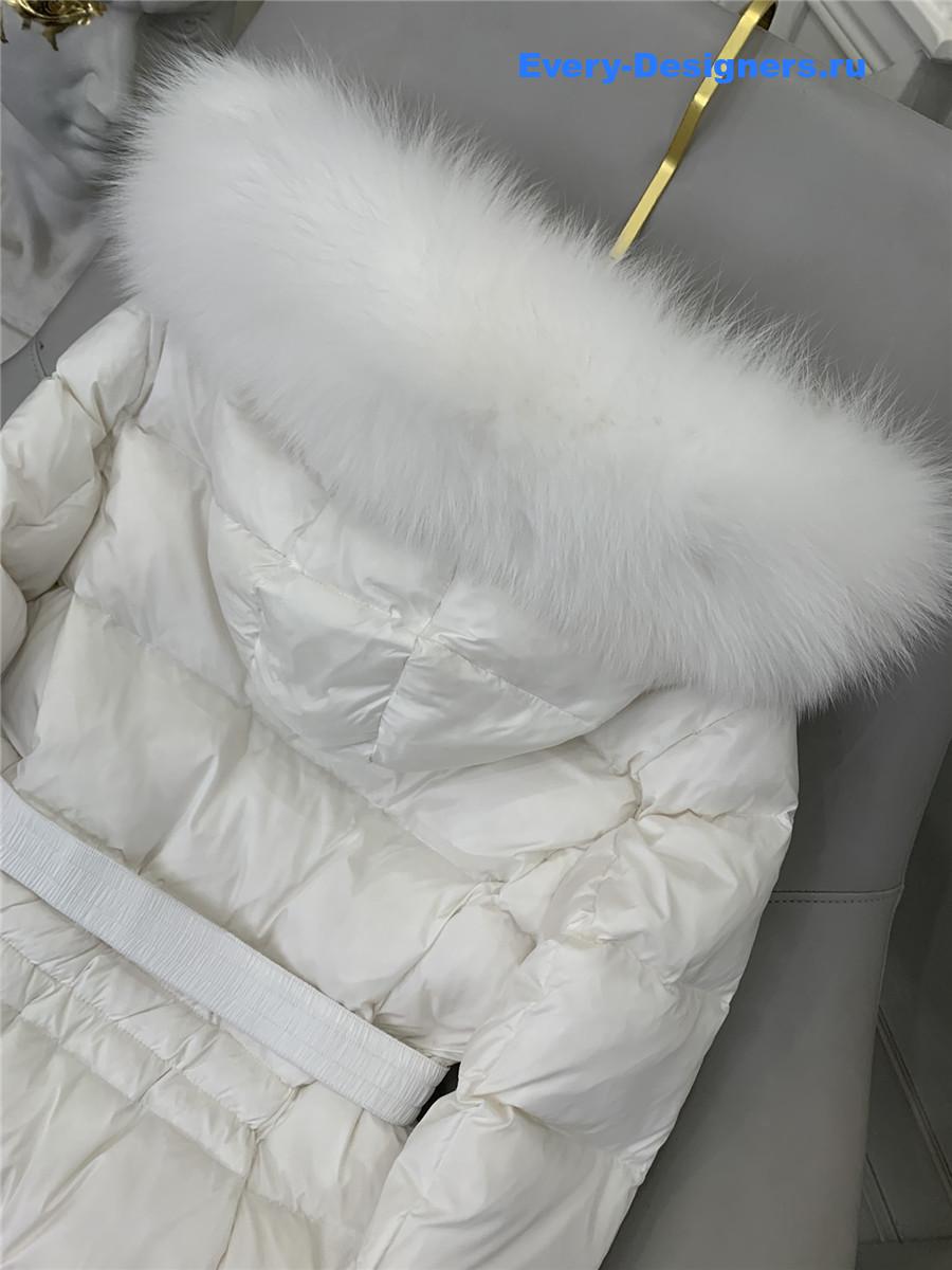 Moncler White Boed Hooded Shearling-Trimmed Short Down Jacket