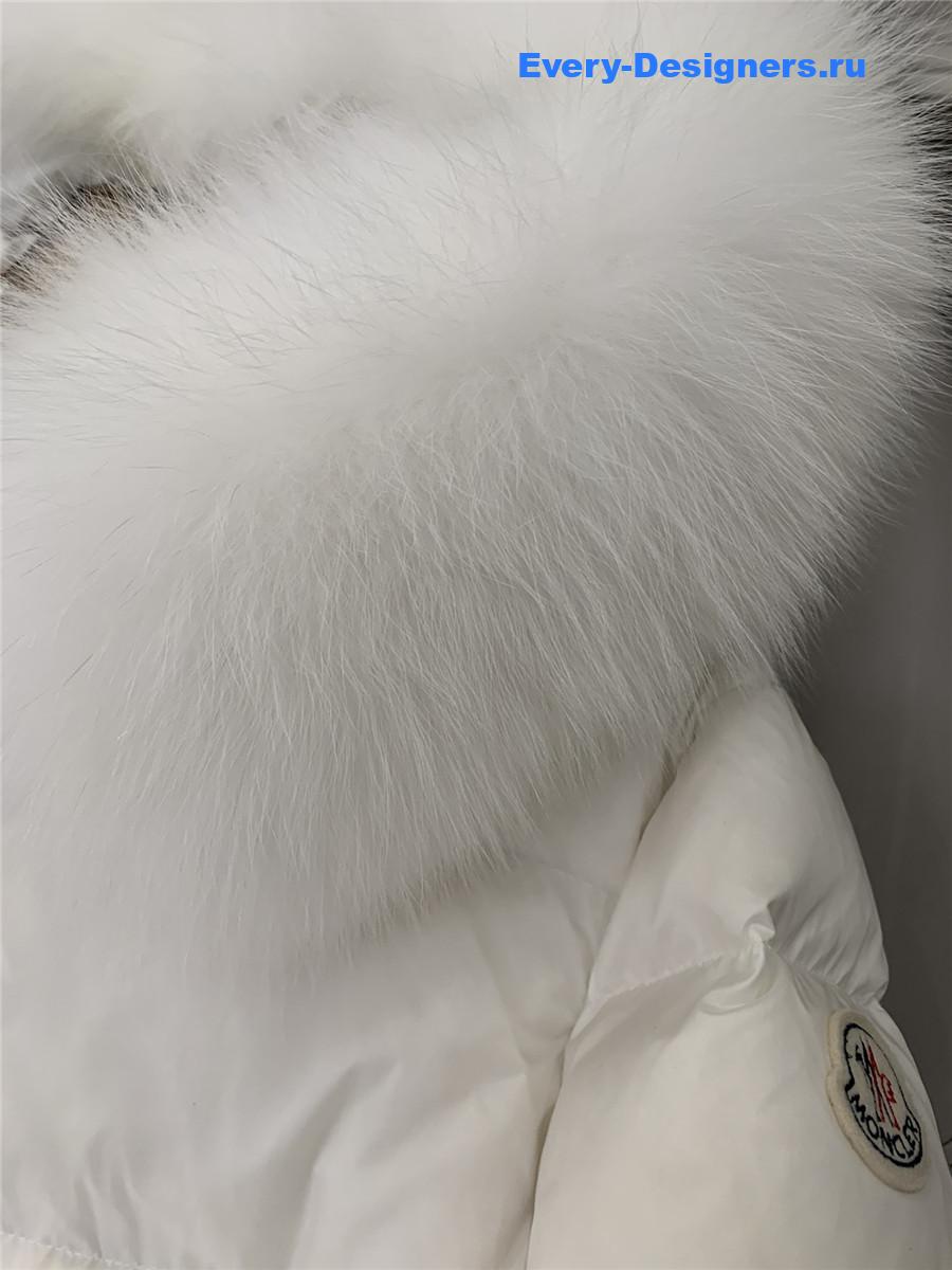 Moncler White Boed Hooded Shearling-Trimmed Short Down Jacket