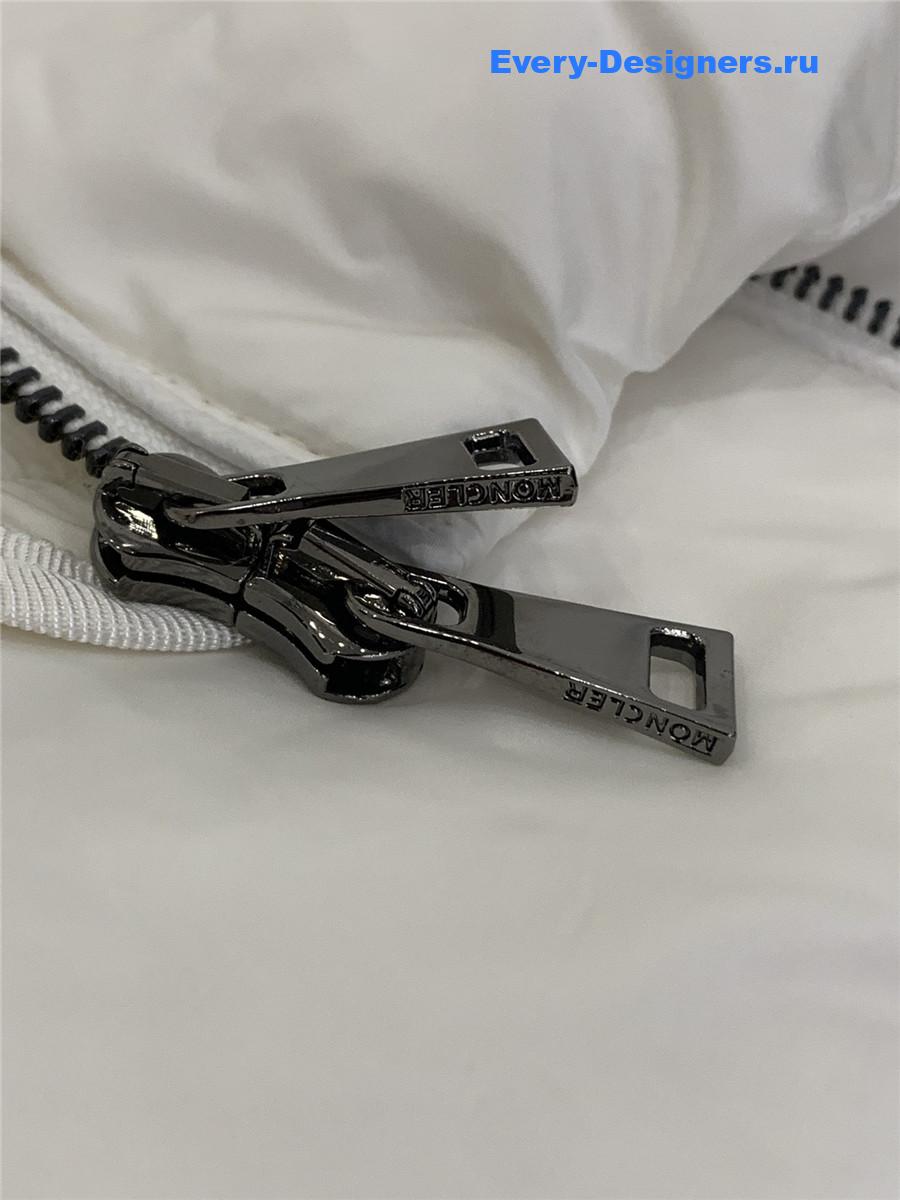 Moncler White Boed Hooded Shearling-Trimmed Short Down Jacket