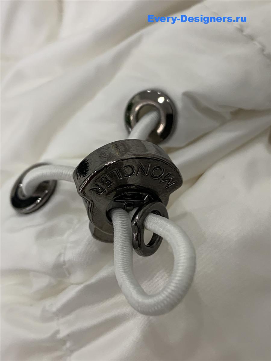 Moncler White Boed Hooded Shearling-Trimmed Short Down Jacket