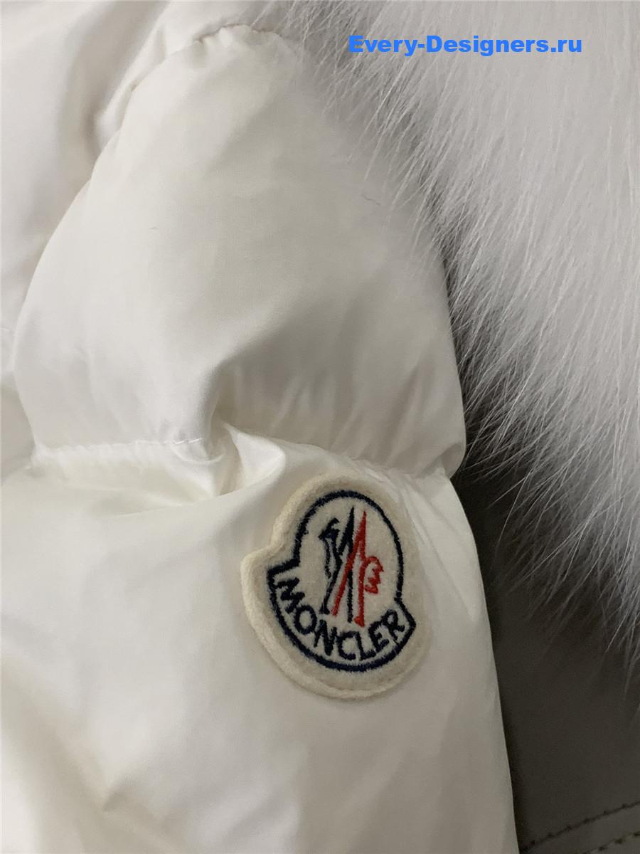 Moncler White Boed Hooded Shearling-Trimmed Short Down Jacket
