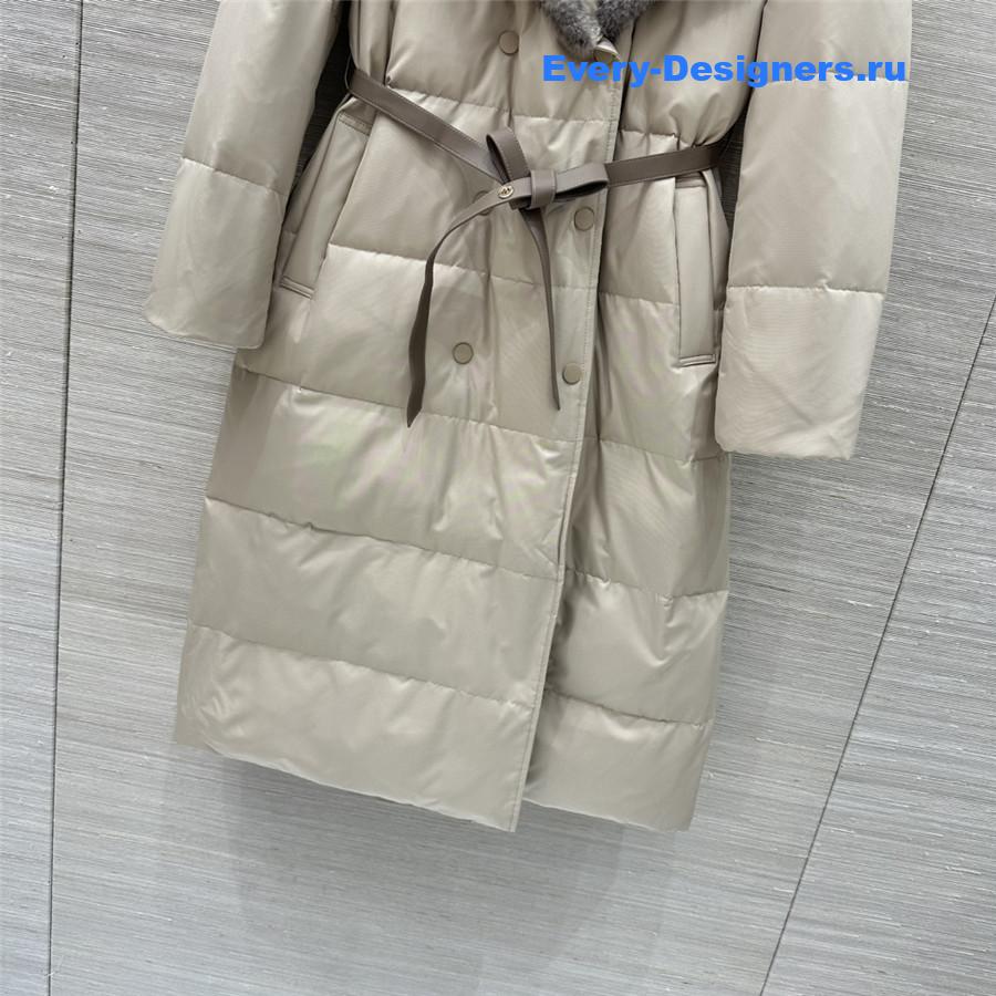 L0r0 P1ana mink fur hooded white goose down jacket