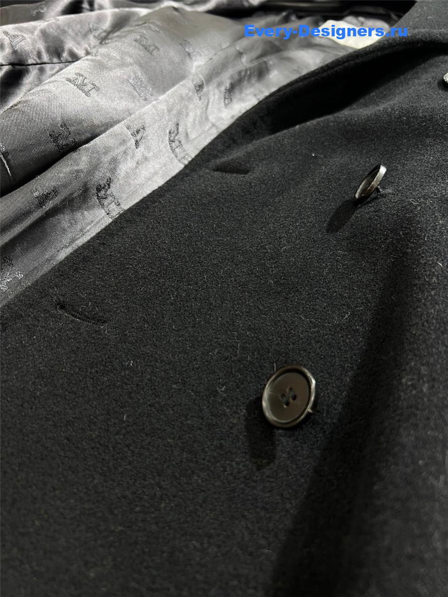 Max Mara Black Rebus Wool Double-Breasted Short Coat