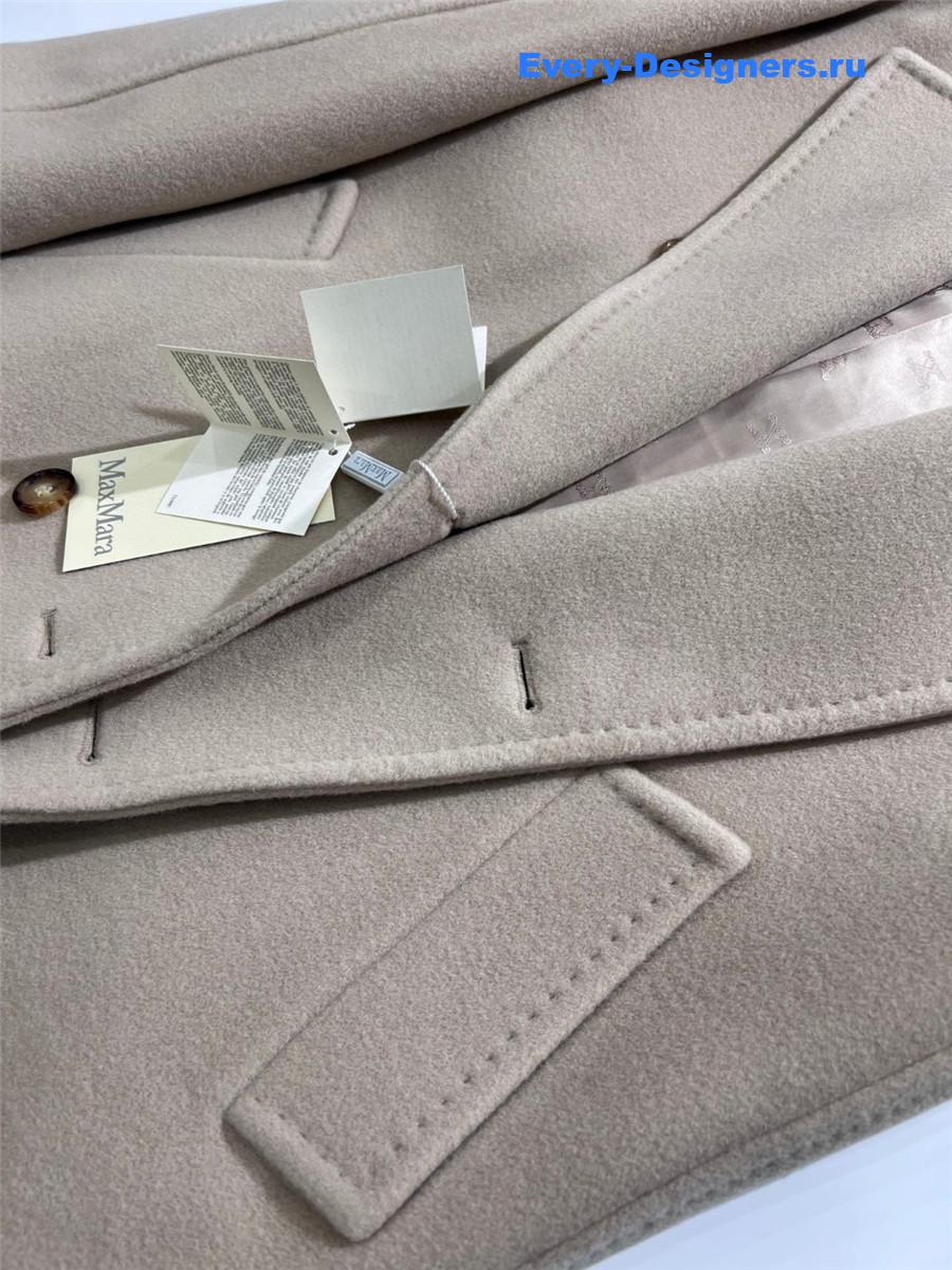 Max Mara Beige Rebus Wool Double-Breasted Short Coat