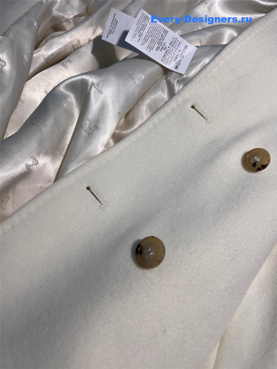 Max Mara White Rebus Wool Double-Breasted Short Coat