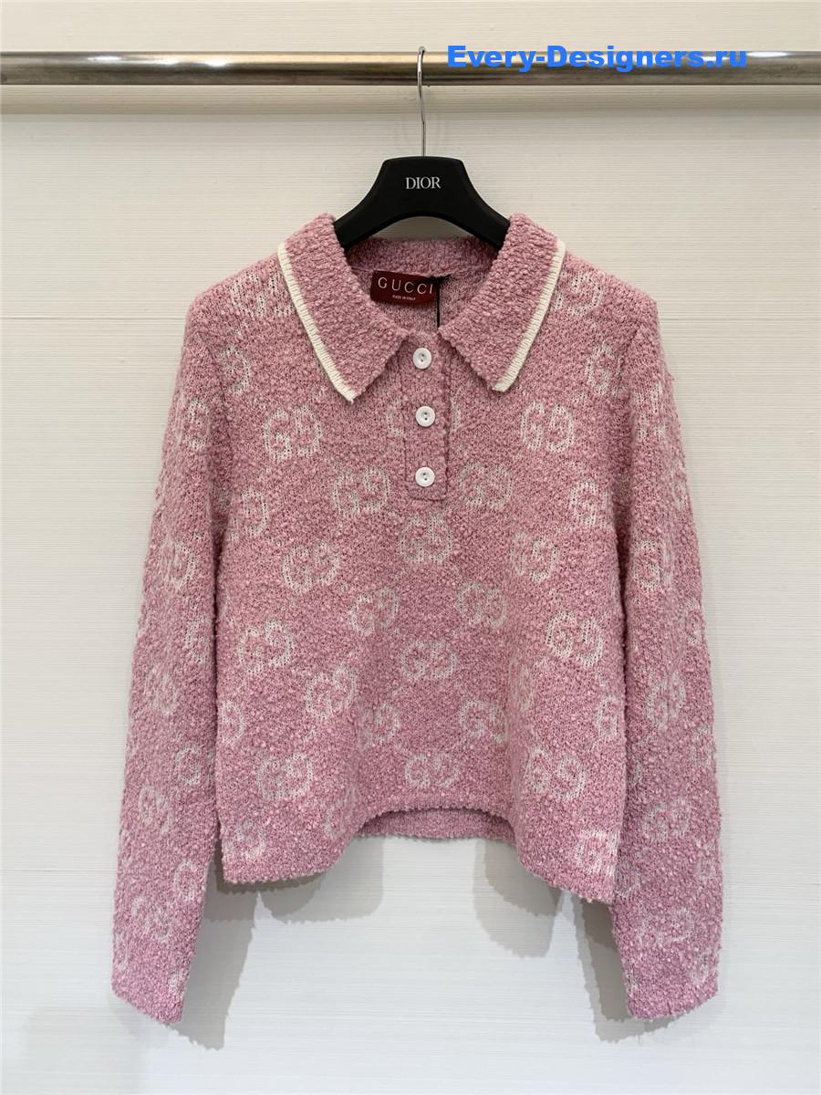 Gvc*1 gg pink knit short polo shirt