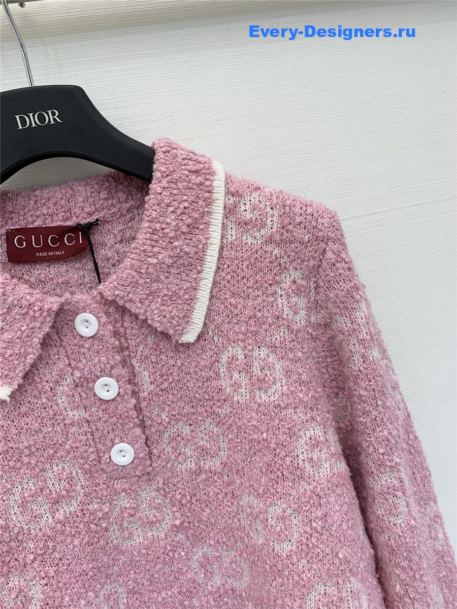Gvc*1 gg pink knit short polo shirt