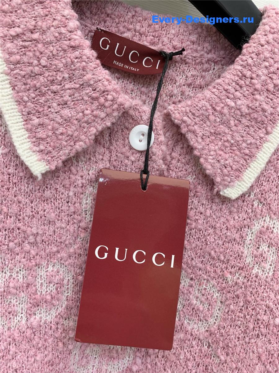 Gvc*1 gg pink knit short polo shirt