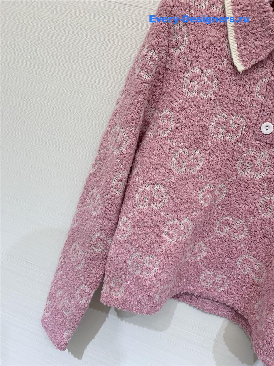 Gvc*1 gg pink knit short polo shirt