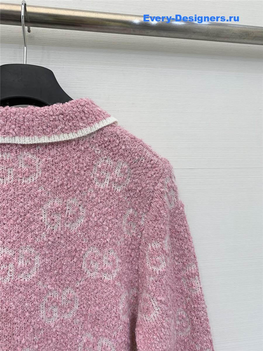 Gvc*1 gg pink knit short polo shirt