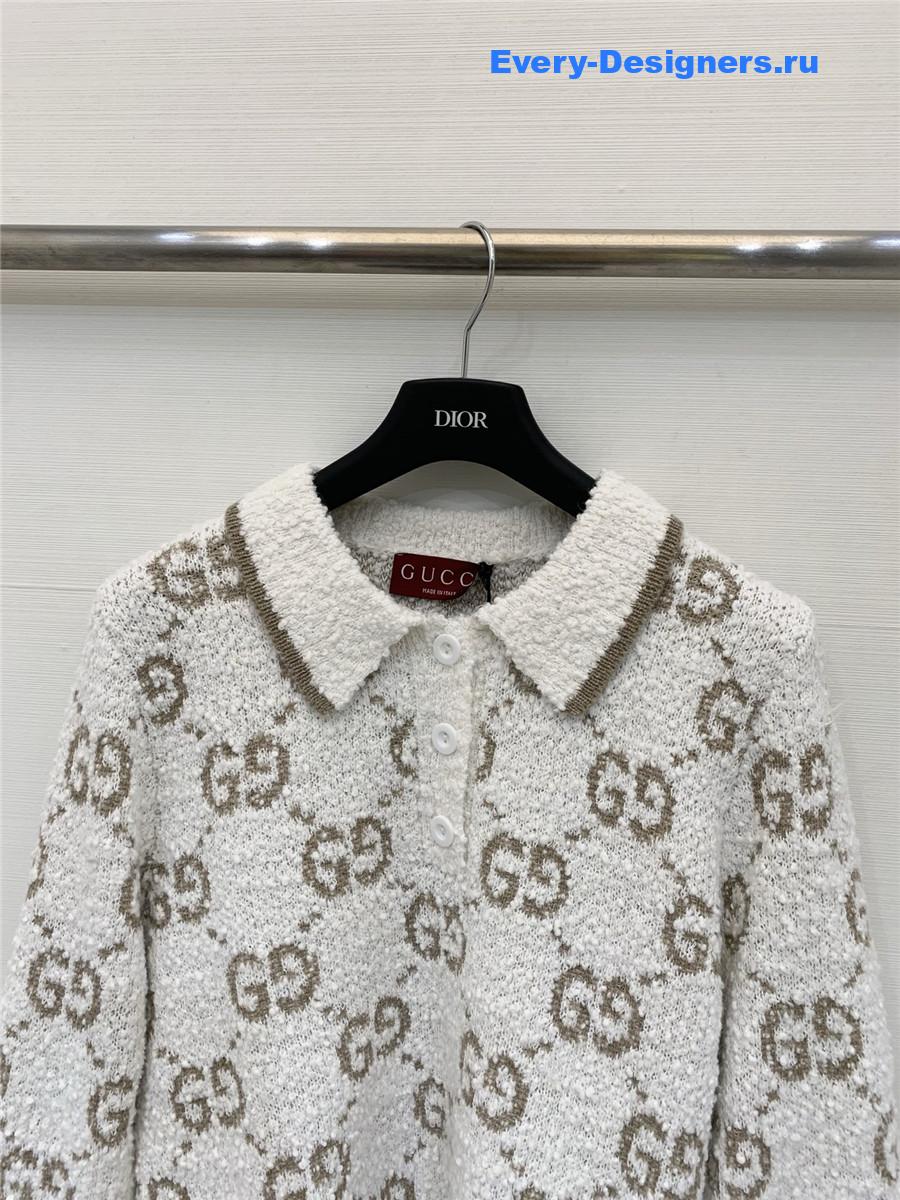 Gvc*1 gg white knit short polo shirt