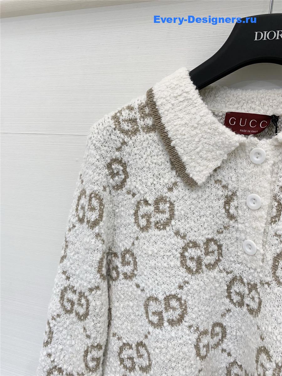 Gvc*1 gg white knit short polo shirt