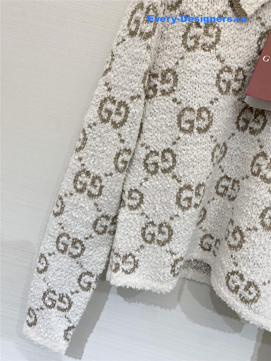 Gvc*1 gg white knit short polo shirt