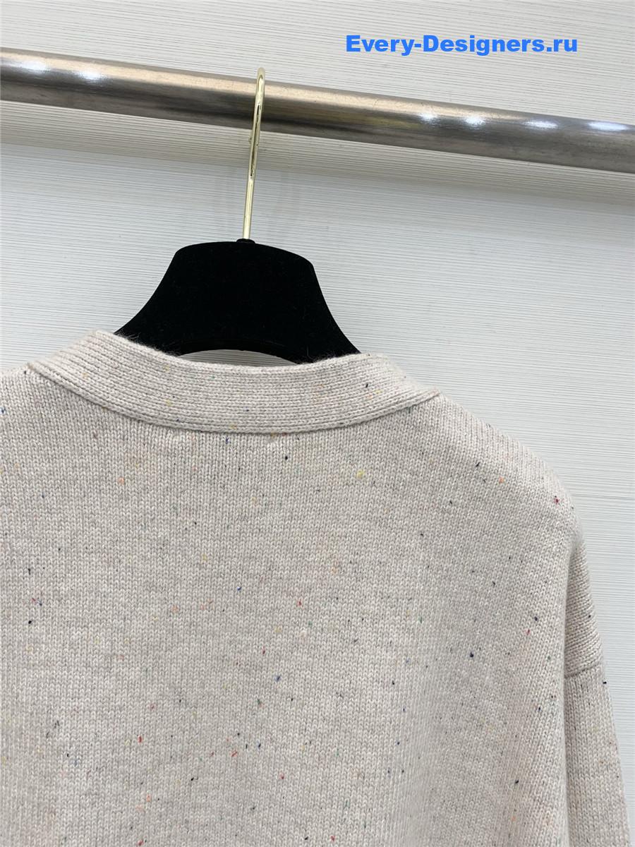 Ch**el beige bow knit v-neck cardigan