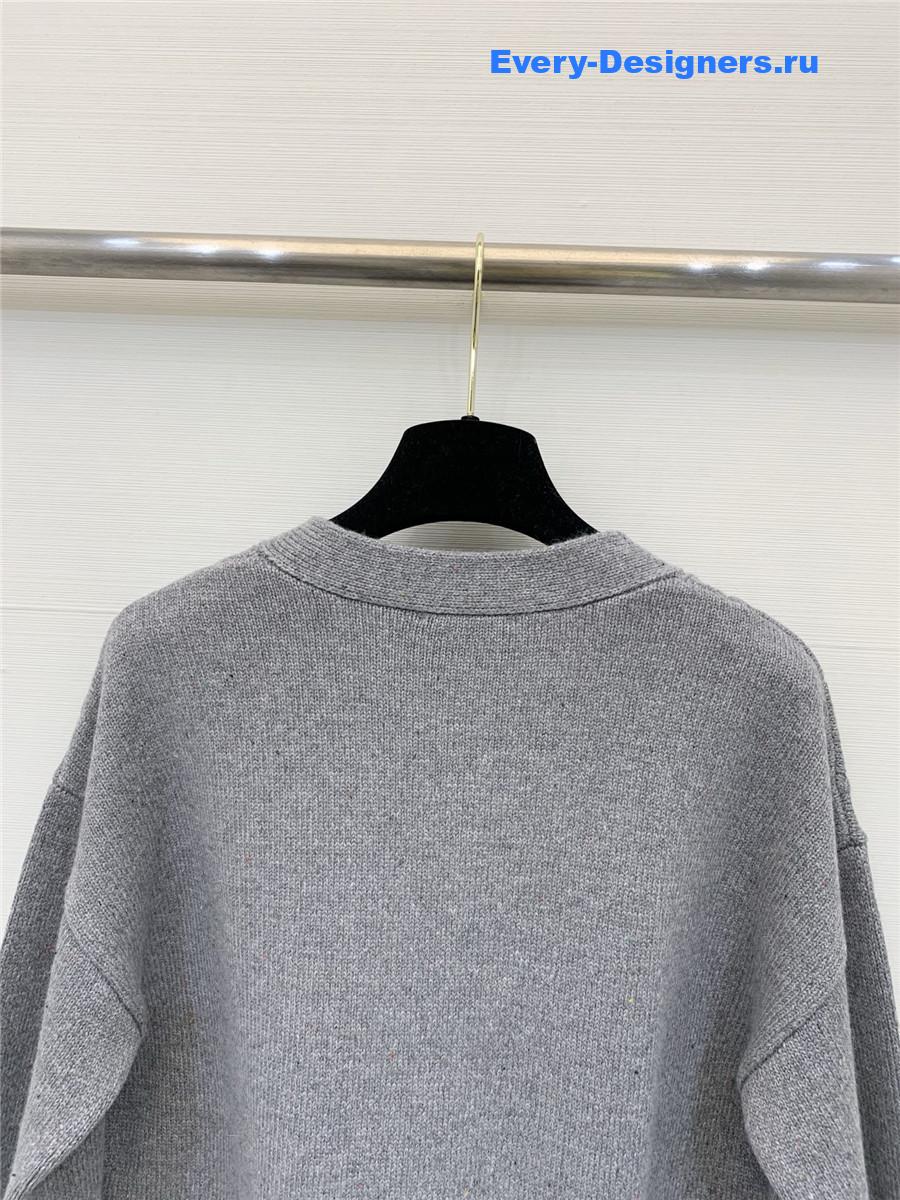 Ch**el grey bow knit v-neck cardigan