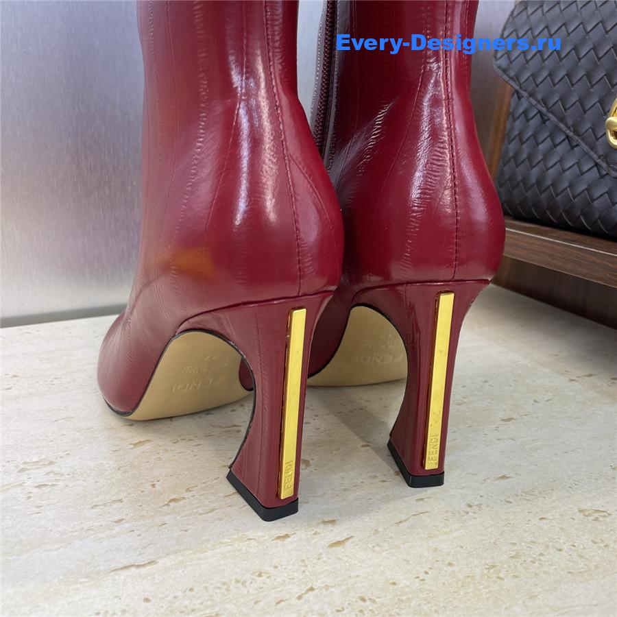 F**di red pointed-toe ankle boots