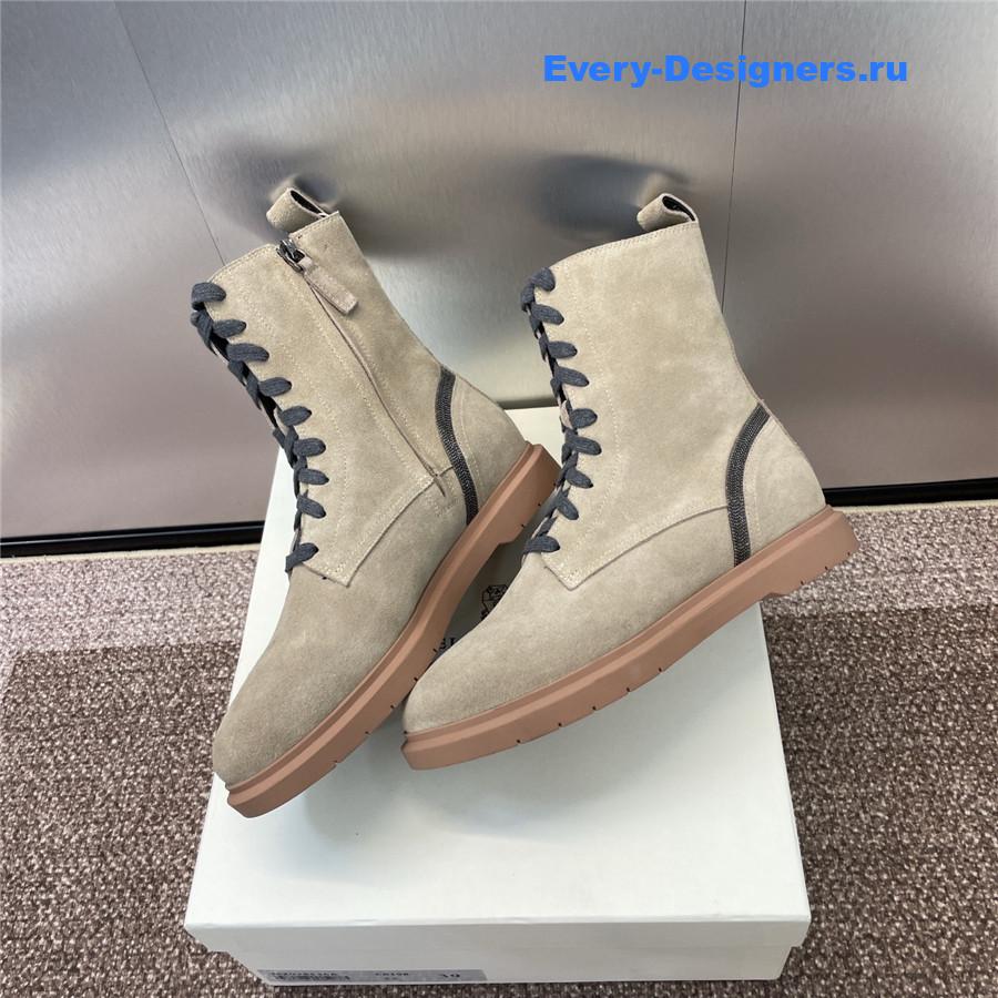 BC Grey Suede Monili Lace-Up Boots