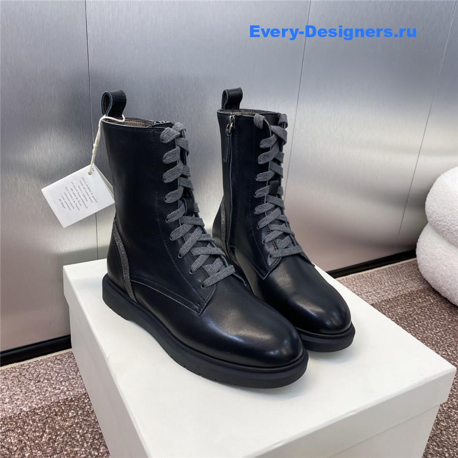 BC Black Leather Monili Lace-Up Boots