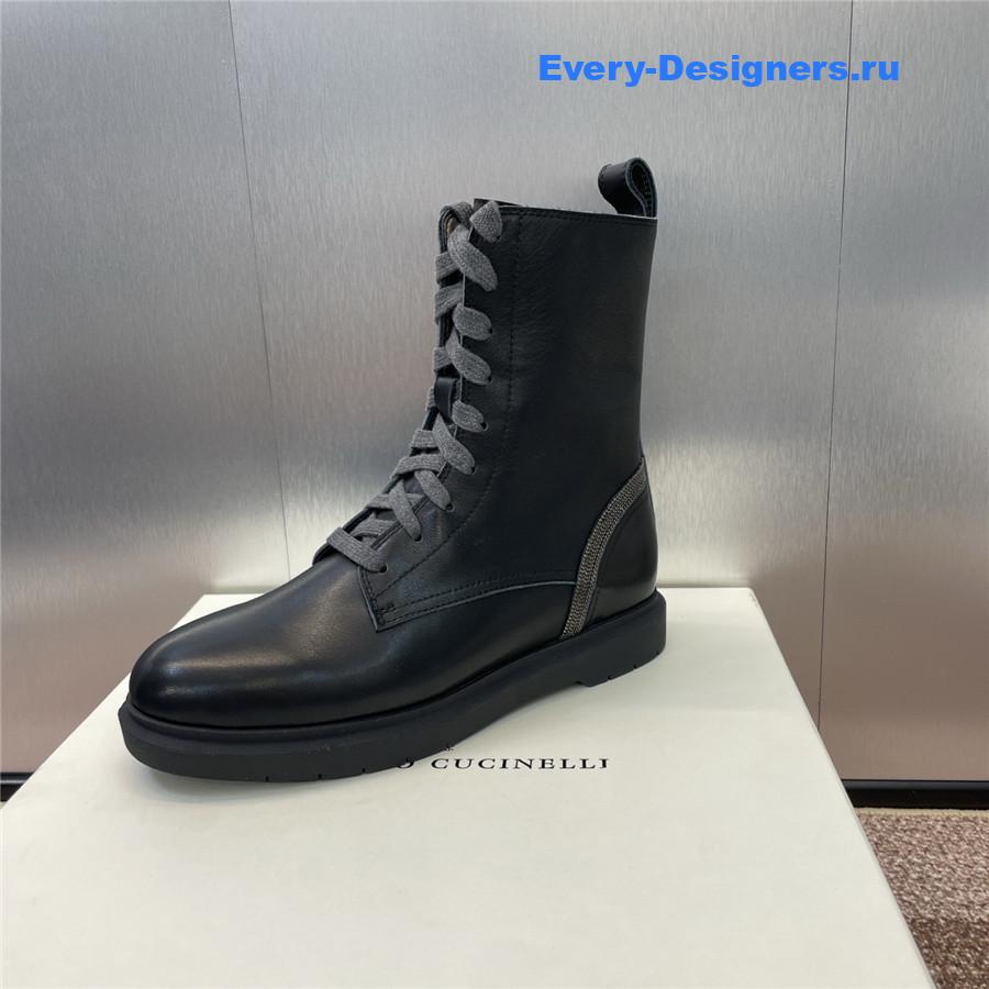 BC Black Leather Monili Lace-Up Boots