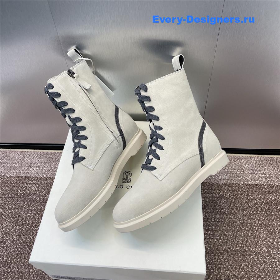 BC White Suede Monili Lace-Up Boots