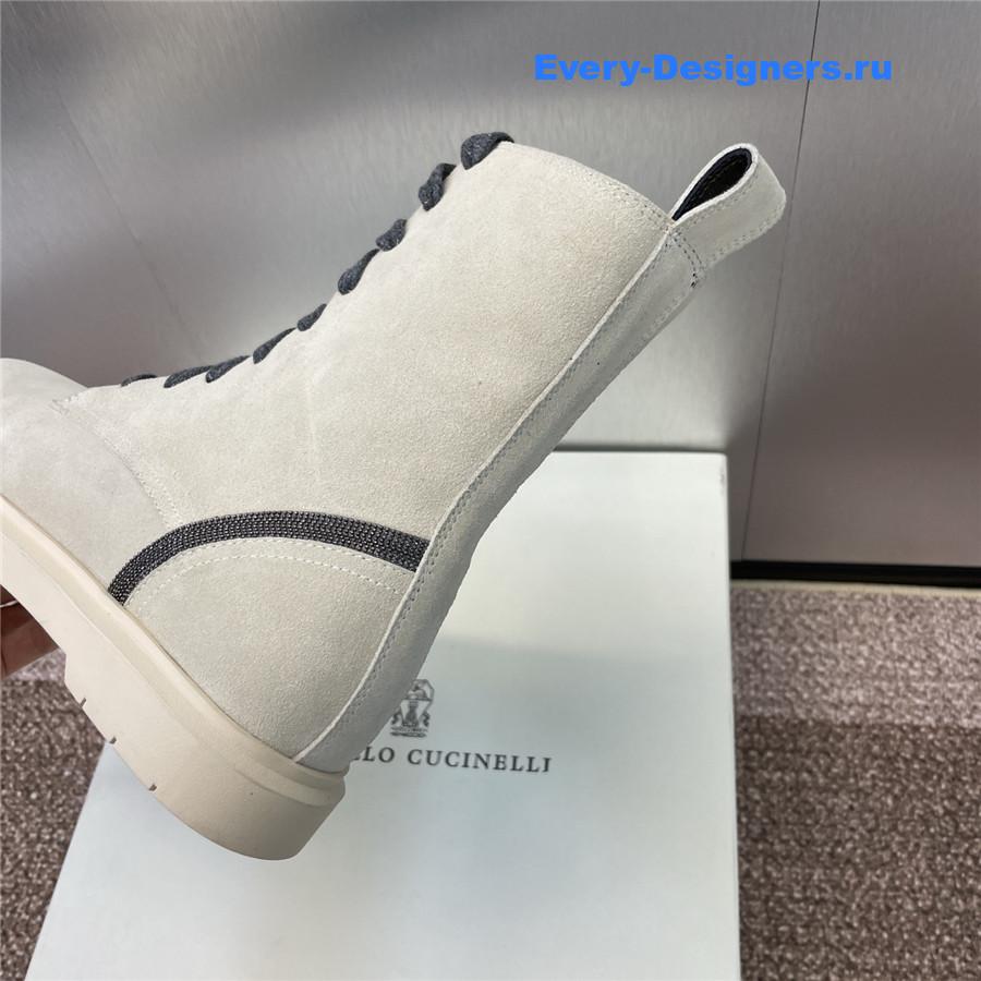 BC White Suede Monili Lace-Up Boots