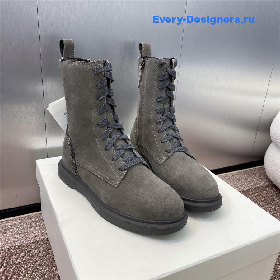 BC Dark Gray Suede Monili Lace-Up Boots