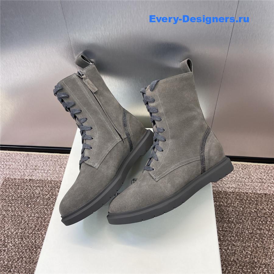 BC Dark Gray Suede Monili Lace-Up Boots