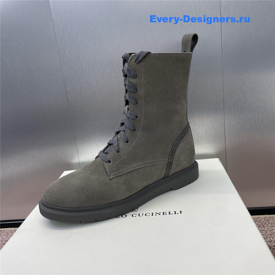BC Dark Gray Suede Monili Lace-Up Boots